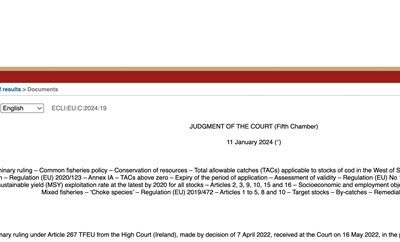 Europêche reaction to CJEU Preliminary ruling on TACs above ‘ICES zero-catch advice’