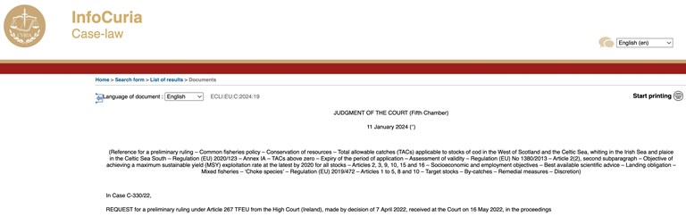 Europêche reaction to CJEU Preliminary ruling on TACs above ‘ICES zero-catch advice’